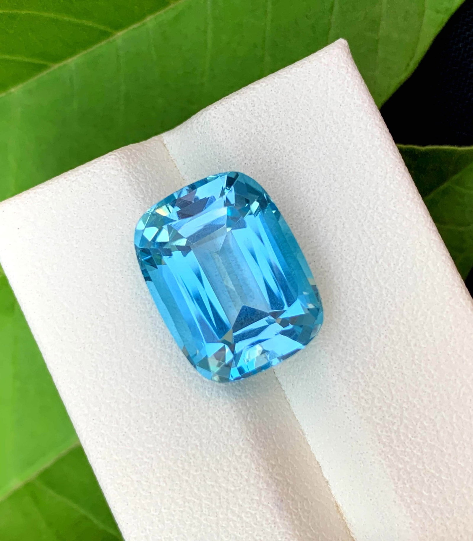Natural Swiss Blue Topaz Gemstone: 12.95 Carat Cushion Cut - 9