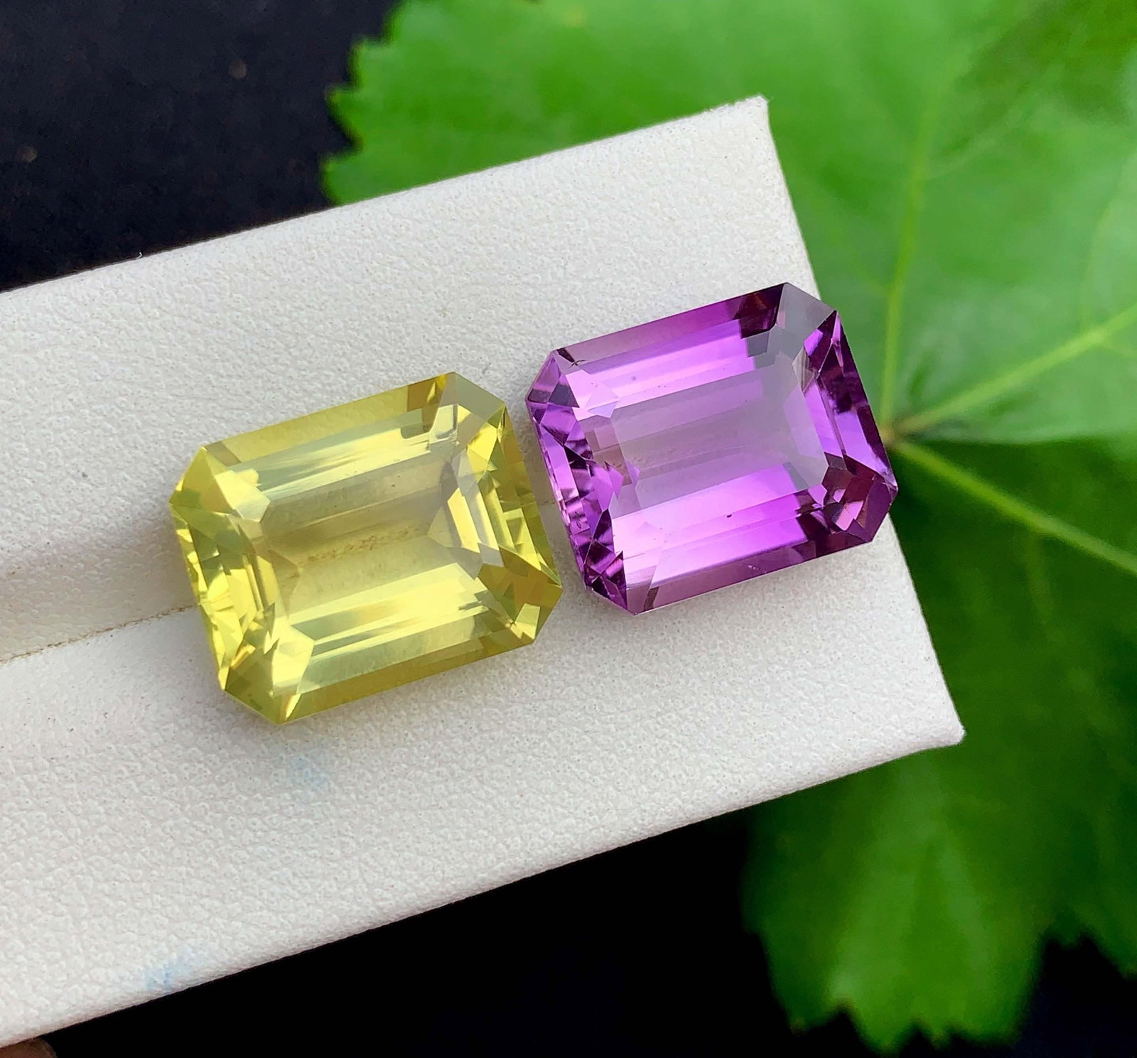 Amethyst Citrine Gemstone Pair: Emerald Cut, February Birthstone (21.50 Carat): Title: Amethyst Citrine Gemstone Pair: Emerald Cut, February Birthstone (21.50 Carat) Description: Gemstone: Amethyst Carat weight: 21.50 Natural Amethyst Gemstone, Fancy Cut Amethyst And Citrine