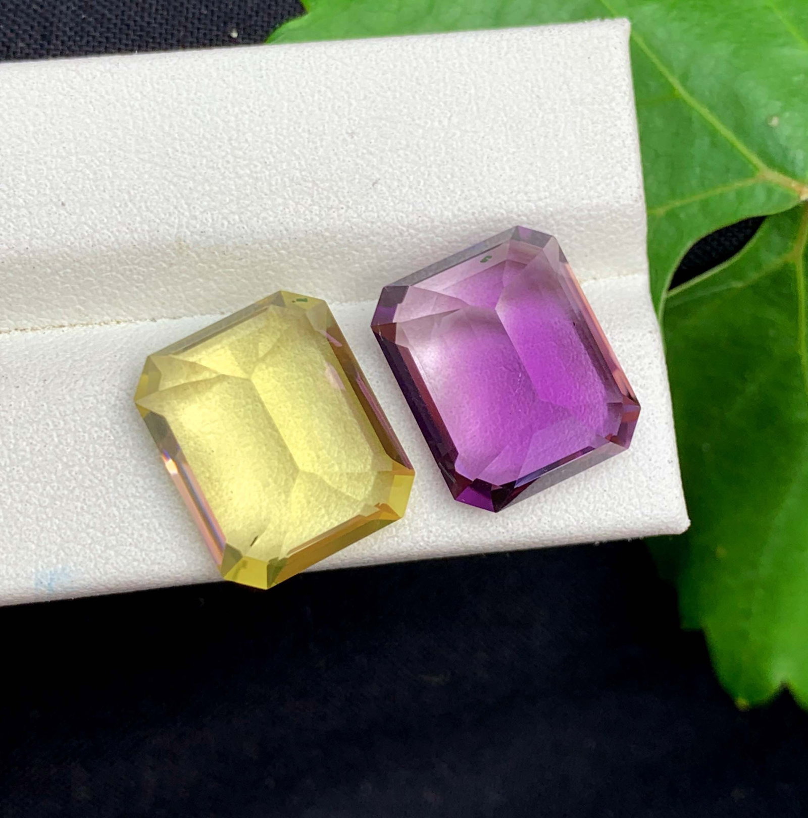 Amethyst Citrine Gemstone Pair: Emerald Cut, February Birthstone (21.50 Carat) - 5