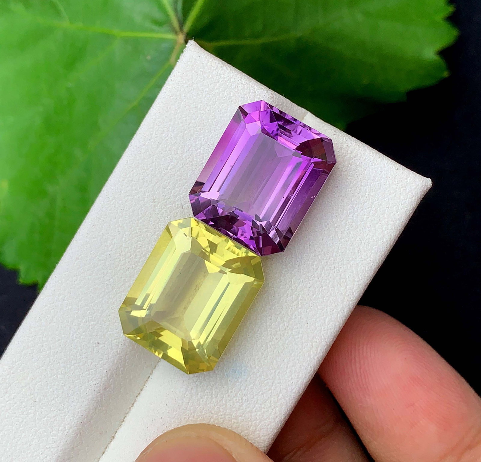 Amethyst Citrine Gemstone Pair: Emerald Cut, February Birthstone (21.50 Carat) - 8