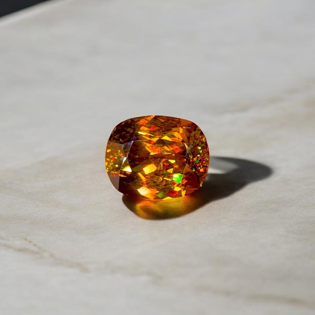 Deep yellow Sphene Ring Stone, Full Fire Sphene Gemstone For Jewelry Making: Title: Deep yellow Sphene Ring Stone, Full Fire Sphene Gemstone For Jewelry Making Description: Dimensions: Weight (CT) :6.95 Measurements(MM) : 13x10x7 Shape : cushion Color : Deep yellow Treatment