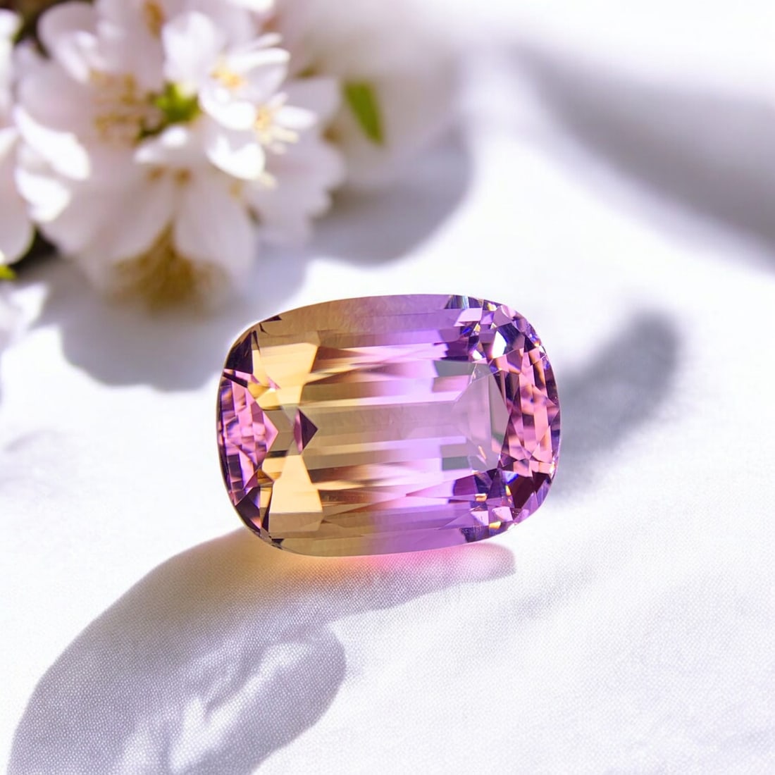 Natural Ametrine Jewelry Stone, Bi Color Ametrine Gemstone For Jewelry: Title: Natural Ametrine Jewelry Stone, Bi Color Ametrine Gemstone For Jewelry Description: Dimensions (mm) 19 x 14 x 11 mm Weight (cts) 18.7 Cushion Colours Description Natural Ametrine Jewelry Stone,