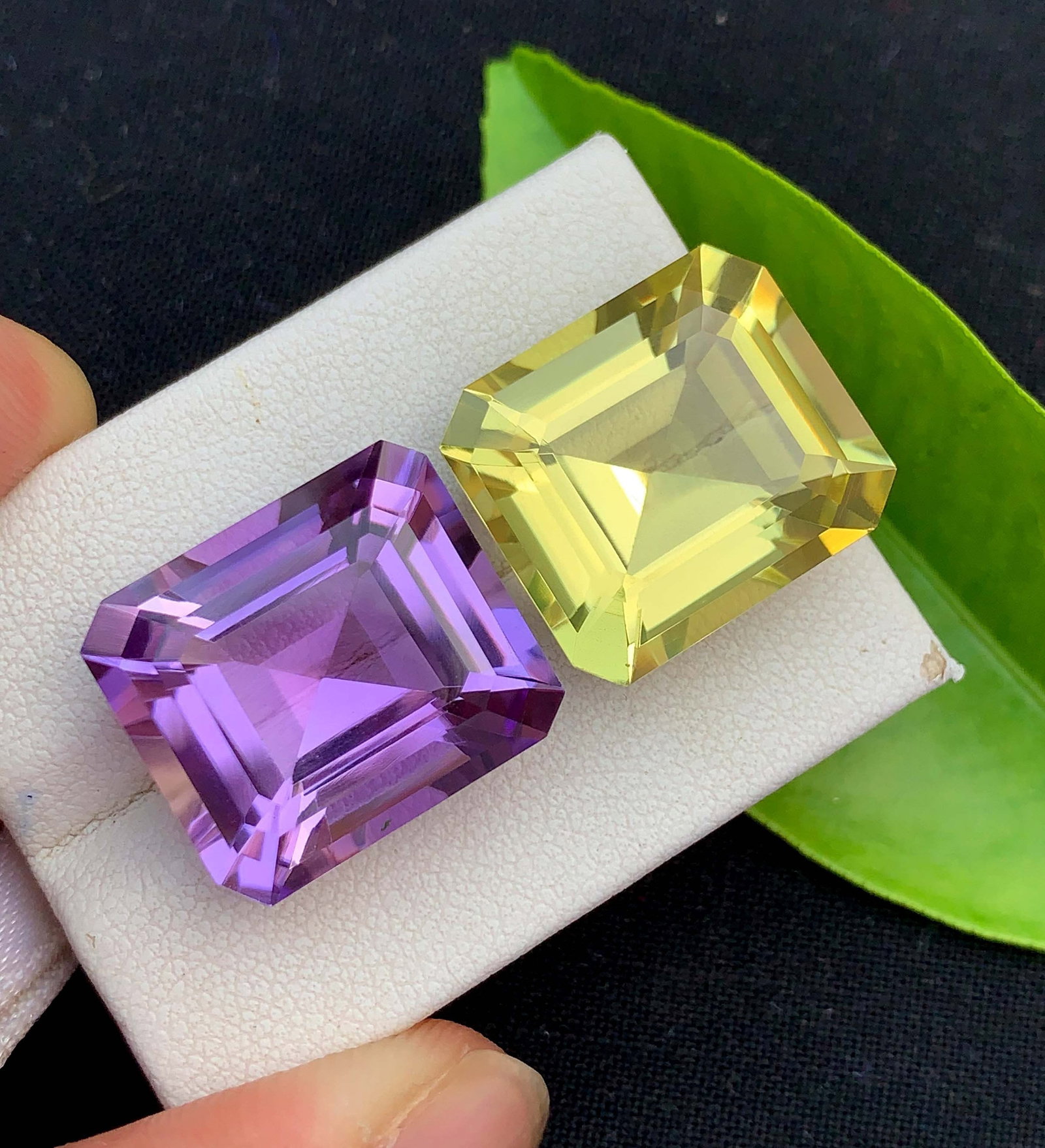Natural Amethyst & Citrine Gemstone Pair: Fancy Cut February Birthstone (34.10 Carat) - 6