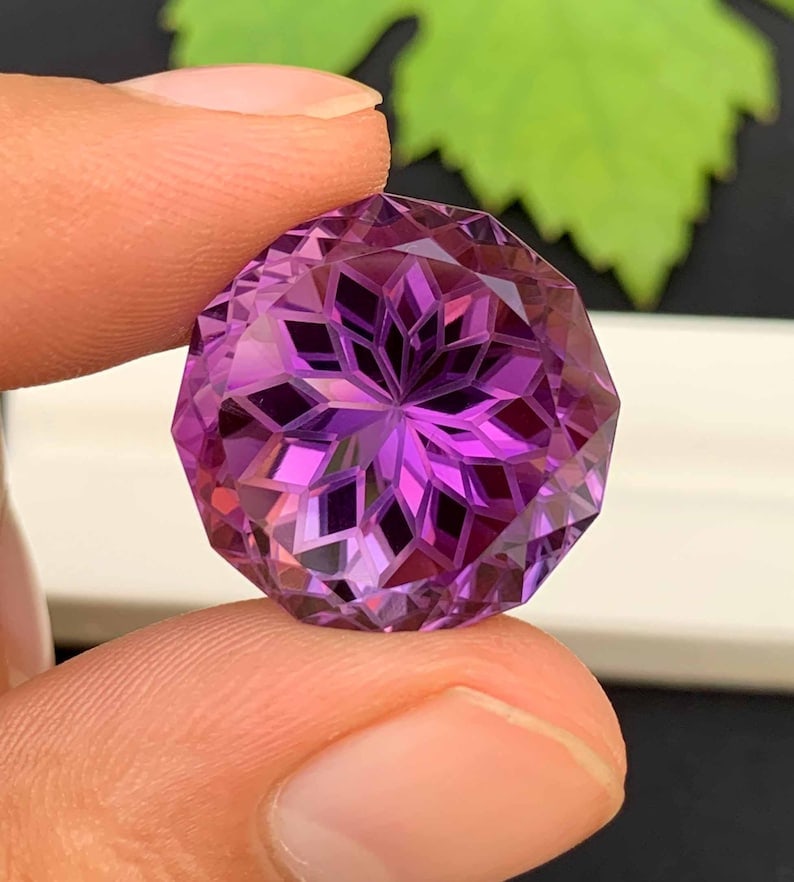 Flower Cut Amethyst Gemstone: 40.95 Carats, February Birthstone: Flower Cut Amethyst Gemstone: 40.95 Carats, February Birthstone Description: Natural Amethyst Gemstone, Precision Flower Cut Amethyst Gemstone, Perfect Cut, Faceted Gemstone February Birthstone weight