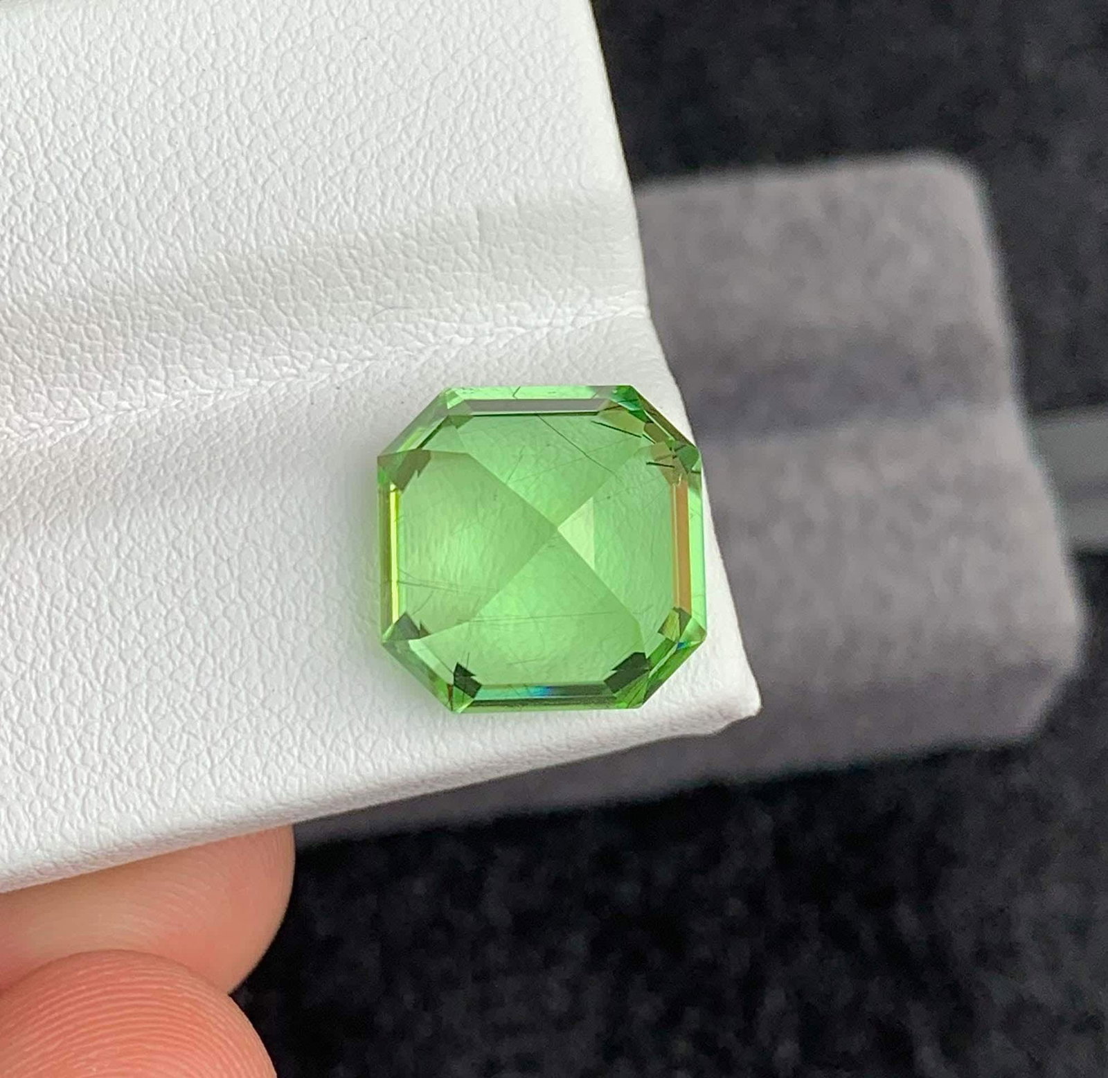 Natural Rutile Peridot Gemstones, Fancy Asscher Cut Peridot Loose Gemstone From Pakistan, August - 9