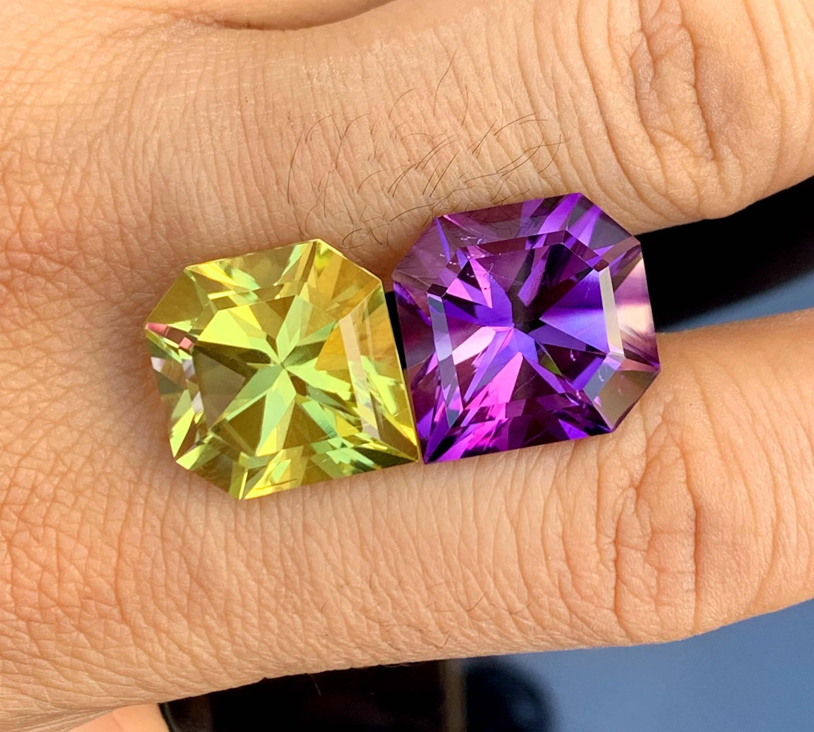 Amethyst Citrine Gemstone Pair: Fancy Asscher Cut, February Birthstone: Title: Amethyst Citrine Gemstone Pair: Fancy Asscher Cut, February Birthstone Description: Gemstone: Amethyst Carat weight: 37.00 Natural Amethyst Gemstone, Fancy Cut Amethyst And Citrine Reverse Pair