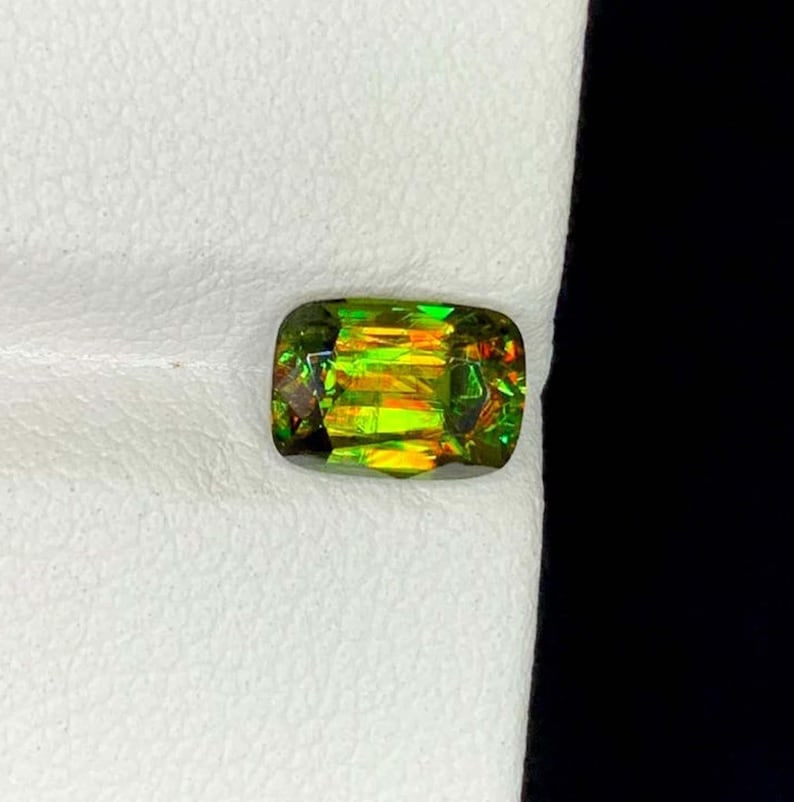 Green Chrome Sphene Gemstone: Lustrous Cushion Cut Titanite, June Birthstone - 2
