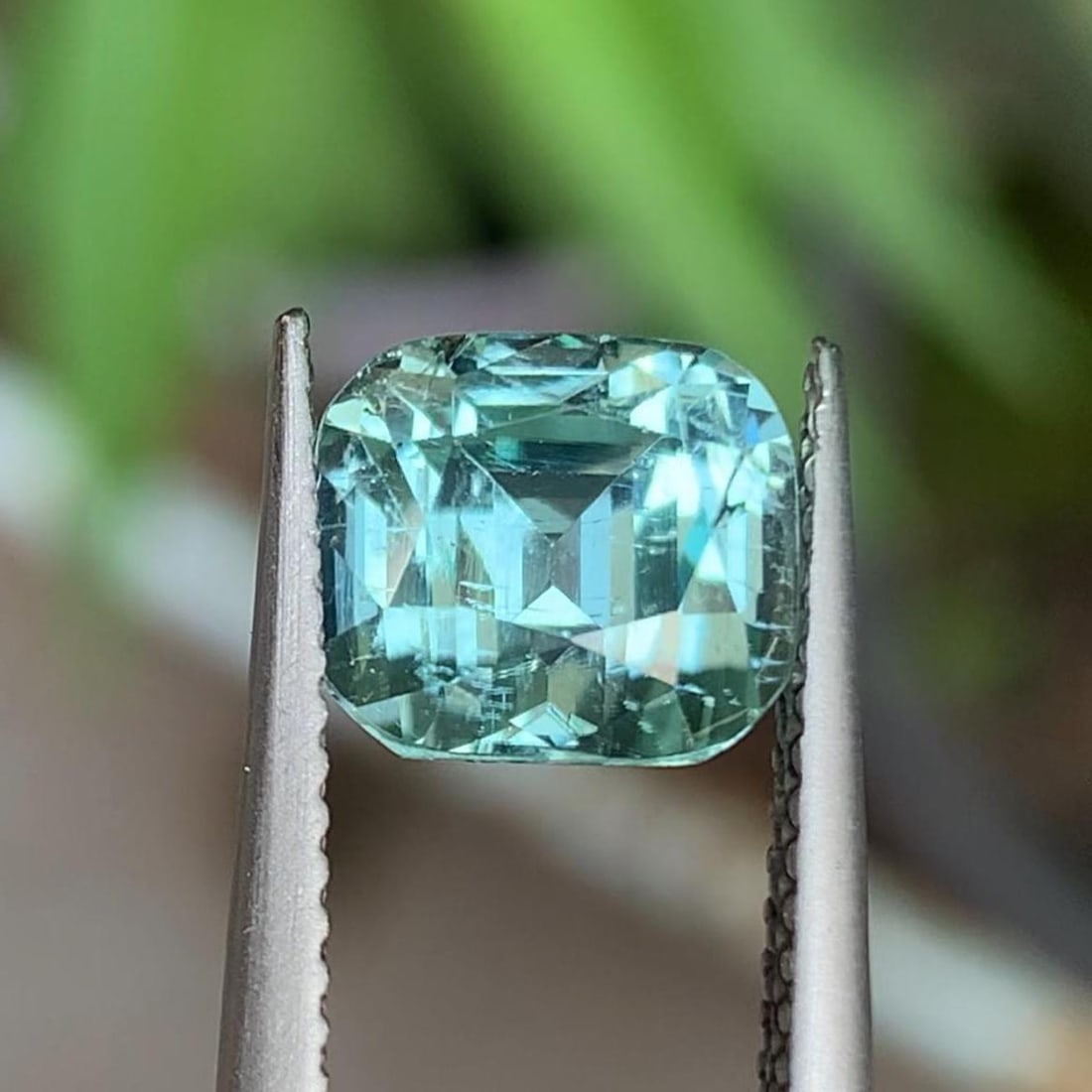 Natural Aqua Green Tourmaline Gemstone Cushion Cut For Jewelry Making From Afghanistan - 2.965 Carat: Title: Natural Aqua Green Tourmaline Gemstone Cushion Cut For Jewelry Making From Afghanistan - 2.965 Carat Description: Gemstone: Tourmaline Carat weight: 2.965 Pictures Are Taken Under Natural Dayli