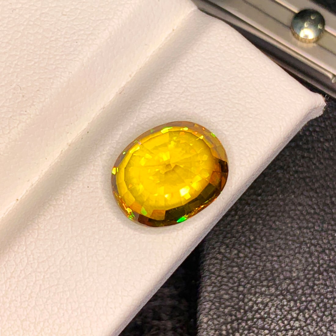 Full Fire Sphene Ring Stone, Natural Sphene Gemstone, Yellow Titanite Stone - 2
