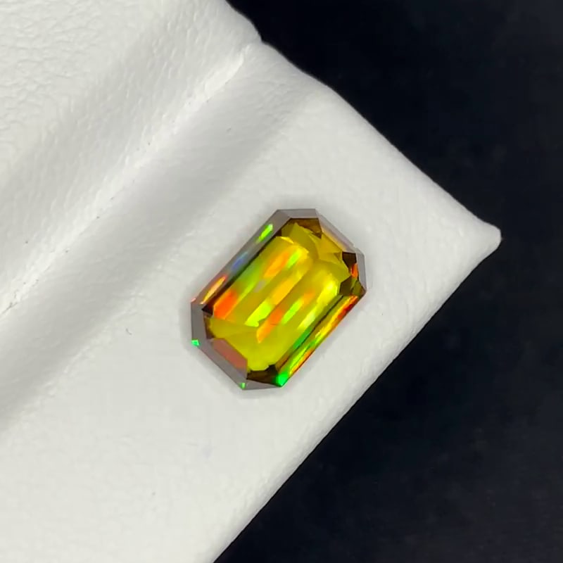 Full Fire Sphene Ring Stone, Emerald Cut Sphene Gemstone, Natural Sphene - 2