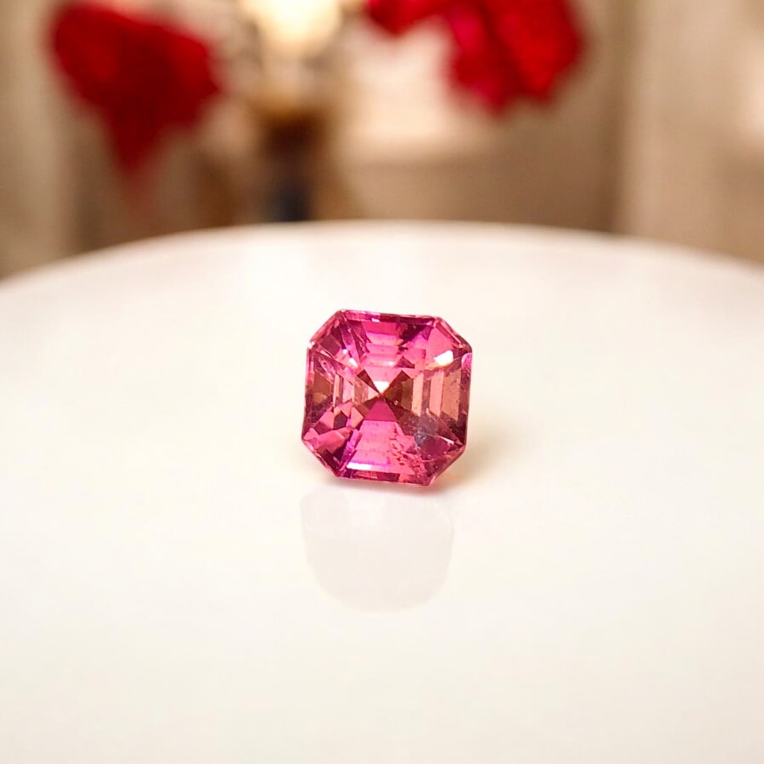 Deep Pink Tourmaline Ring Stone, Natural Tourmaline Gemstone For Jewelry: Title: Deep Pink Tourmaline Ring Stone, Natural Tourmaline Gemstone For Jewelry Description: Dimensions (mm) 6.5 x 6.5 x 5 mm Weight (cts) 1.1 Asscher Colours Description Deep Pink Tourmaline Ring