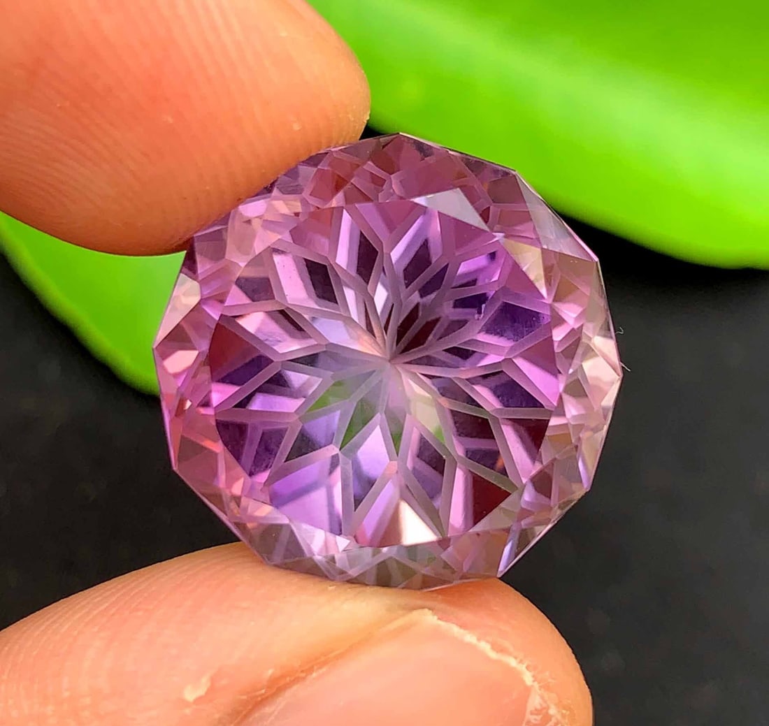 Natural Amethyst Gemstone: Precision Flower Cut, February Birthstone (22.60 Carats) (1 of 9)
