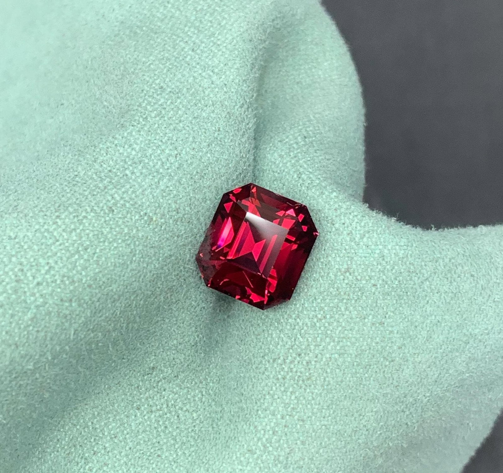 Rhdodlite Red Garnet, Faceted Emerald Vivid Red Garnet Engagement Ring, 7.76 Ct - 16
