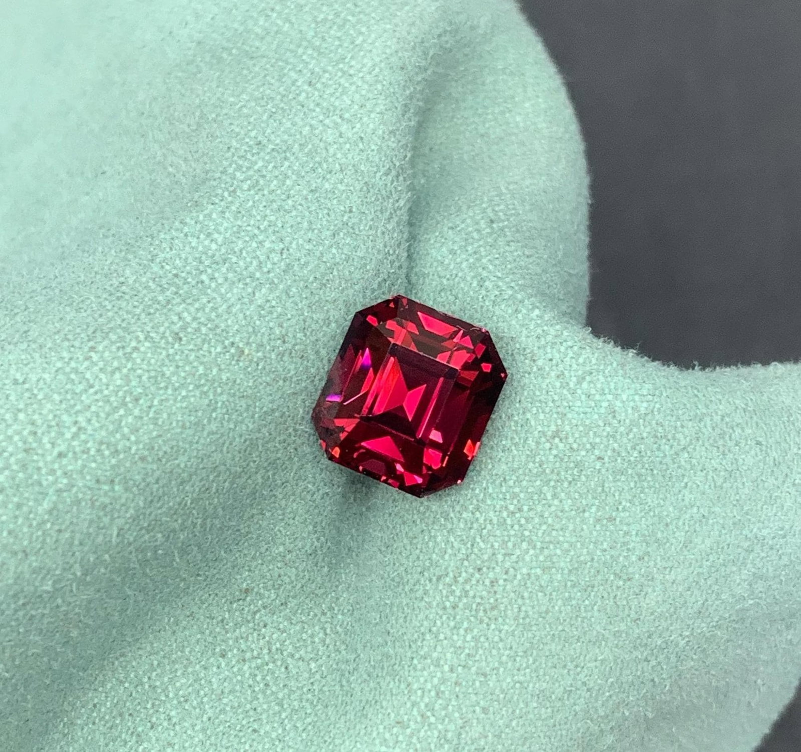 Rhdodlite Red Garnet, Faceted Emerald Vivid Red Garnet Engagement Ring, 7.76 Ct - 8