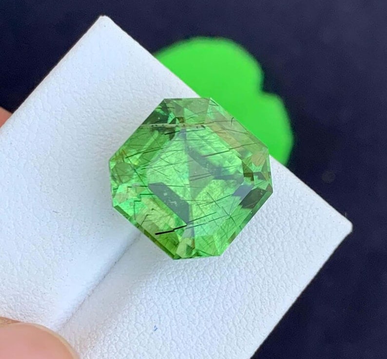 Natural Rutile Peridot Gemstones, Fancy Asscher Cut Peridot Loose Gemstone From Pakistan, August: Title: Natural Rutile Peridot Gemstones, Fancy Asscher Cut Peridot Loose Gemstone From Pakistan, August Birthstone Description: Reserve: $450.00 Shipping: Domestic: Flat-rate of $25.00 to anywhere wit