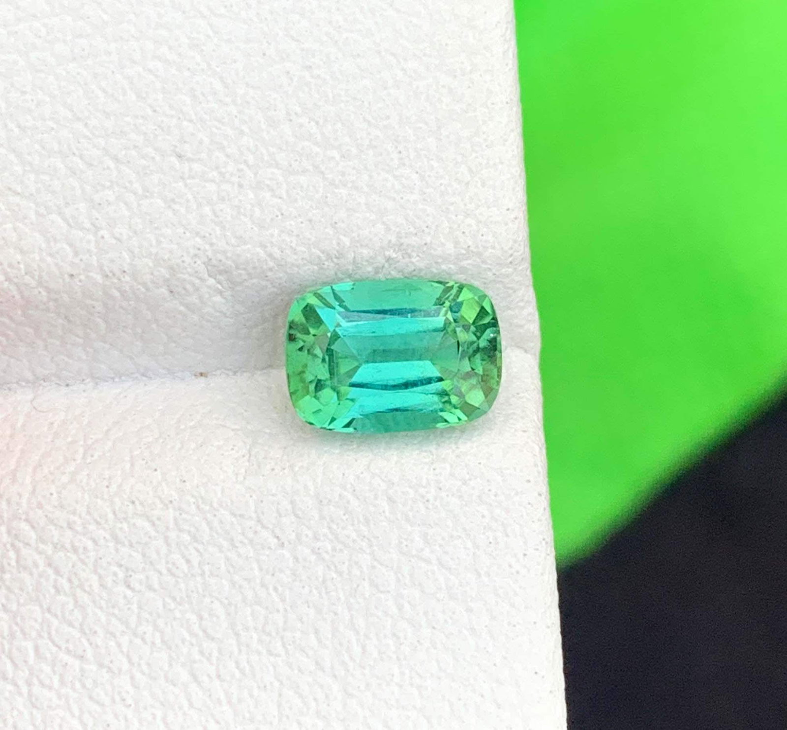 Natural Blue Green Tourmaline Gemstone: Cushion Cut October Birthstone - 6