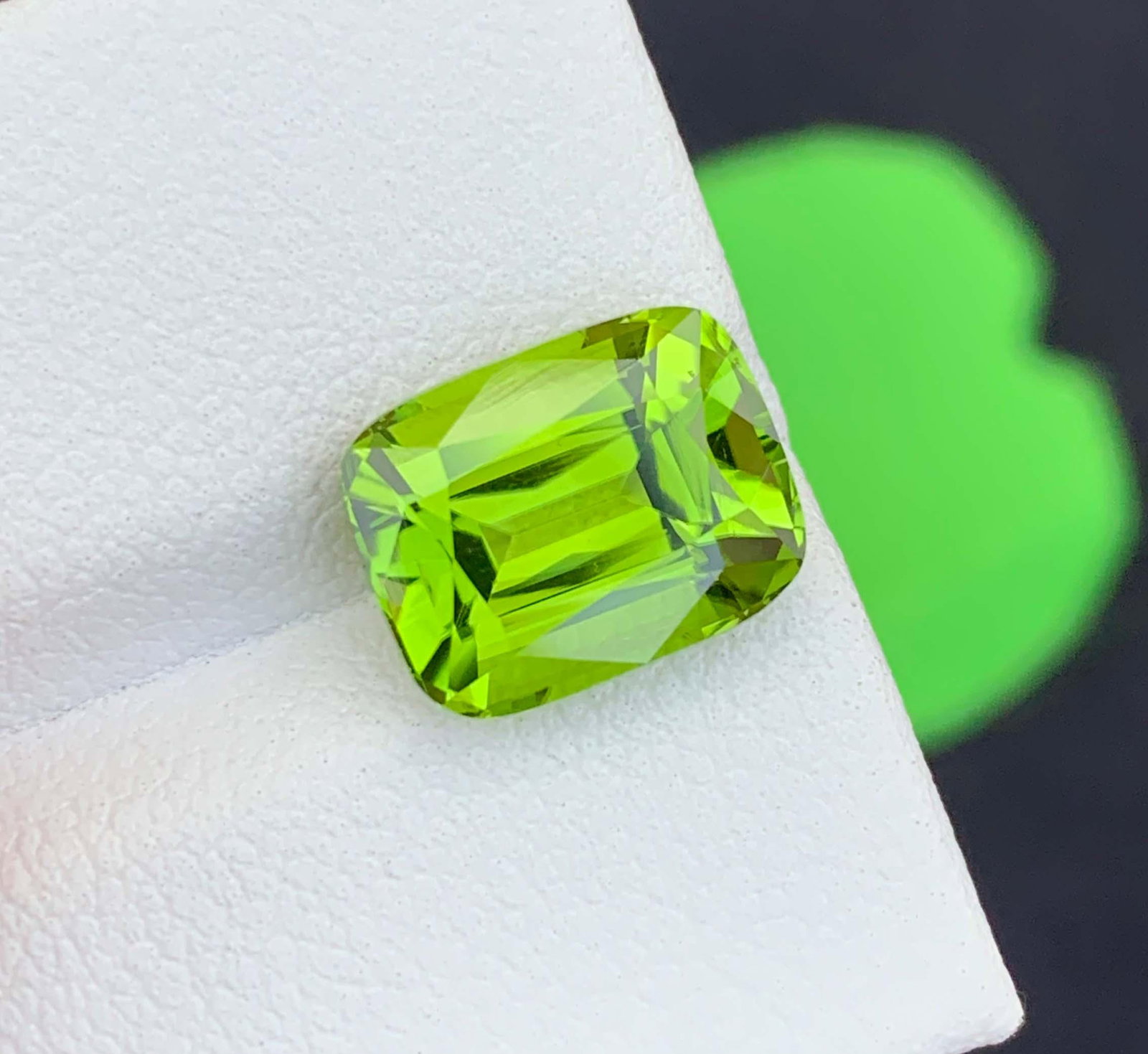 Natural Peridot Gemstone: 4.44 Carat Cushion Cut, August Birthstone - 11