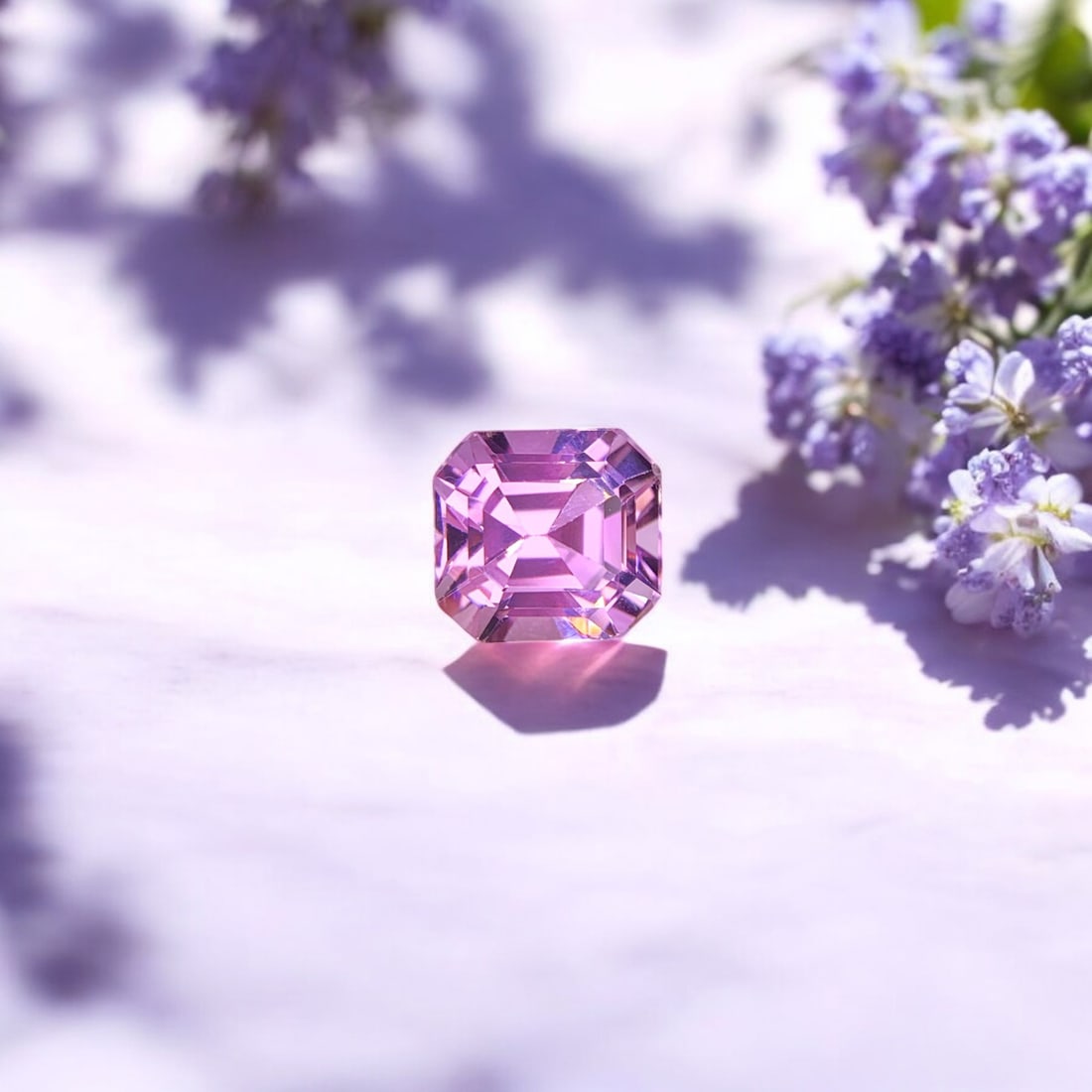 Lilac Kunzite Ring Stone, Natural Kunzite Gemstone, Pink Kunzite Stone: Title: Lilac Kunzite Ring Stone, Natural Kunzite Gemstone, Pink Kunzite Stone Description: Dimensions (mm) 9.2 x 8.5 x 7.1 mm Weight (cts) 4.35 Asscher Colours Description Lilac Kunzite Ring Stone,