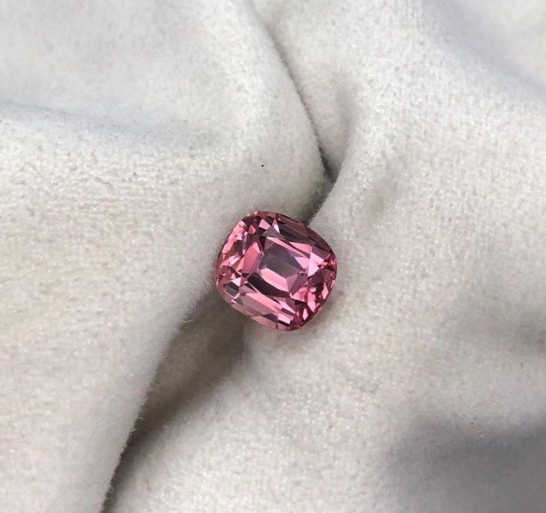 Hot Pink Tourmaline Gemstone: Natural Oval Cushion Cut (9x8.3x7.5mm): Title: Hot Pink Tourmaline Gemstone: Natural Oval Cushion Cut (9x8.3x7.5mm) Description: Gemstone: Tourmaline Carat weight: 4 Natural Reddish Hot Pink Tourmaline Gemstone For Jewelry , Cushion Shape T