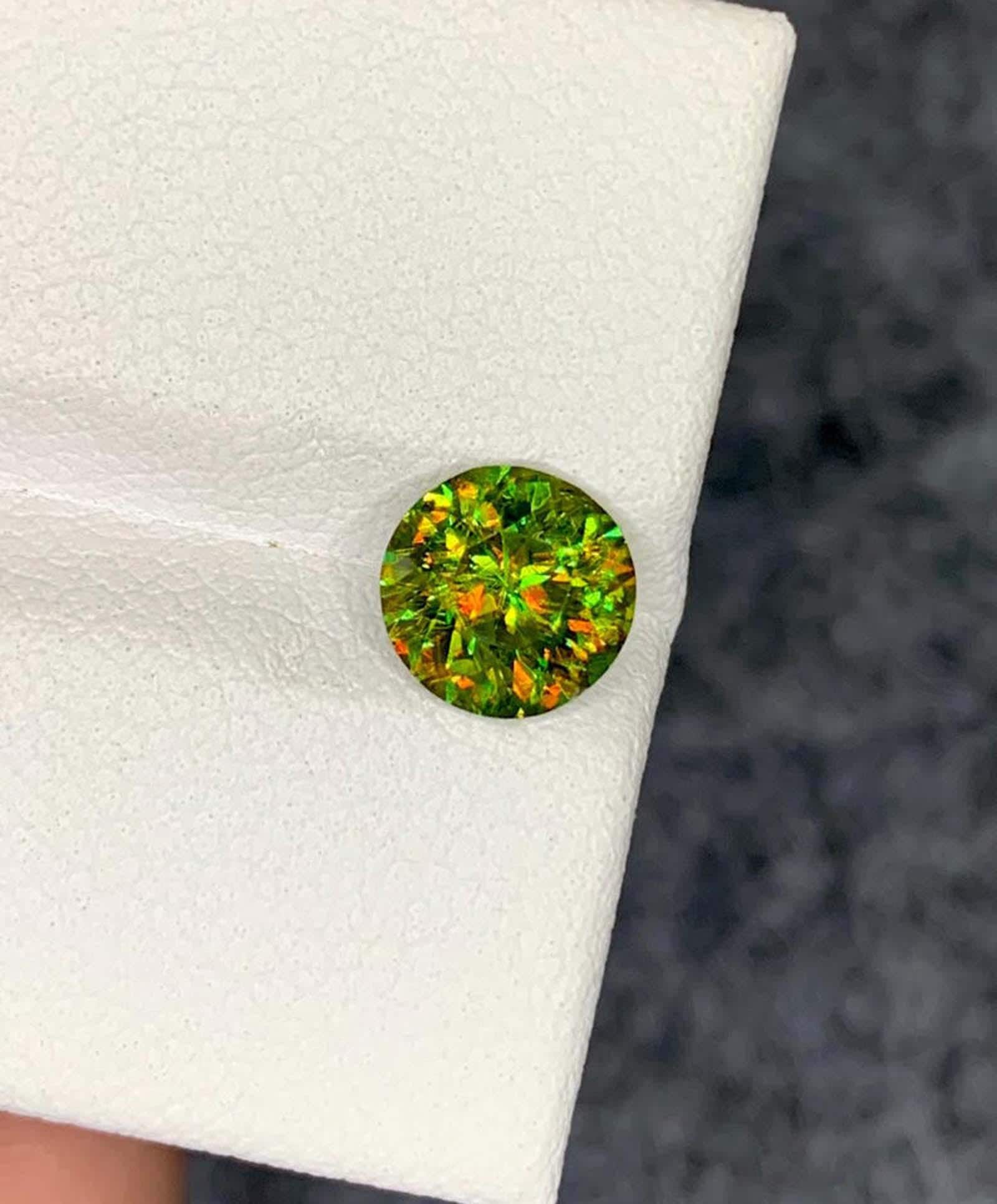 Green Chrome Sphene Gemstone: Round Cut Titanite, June Birthstone - 4