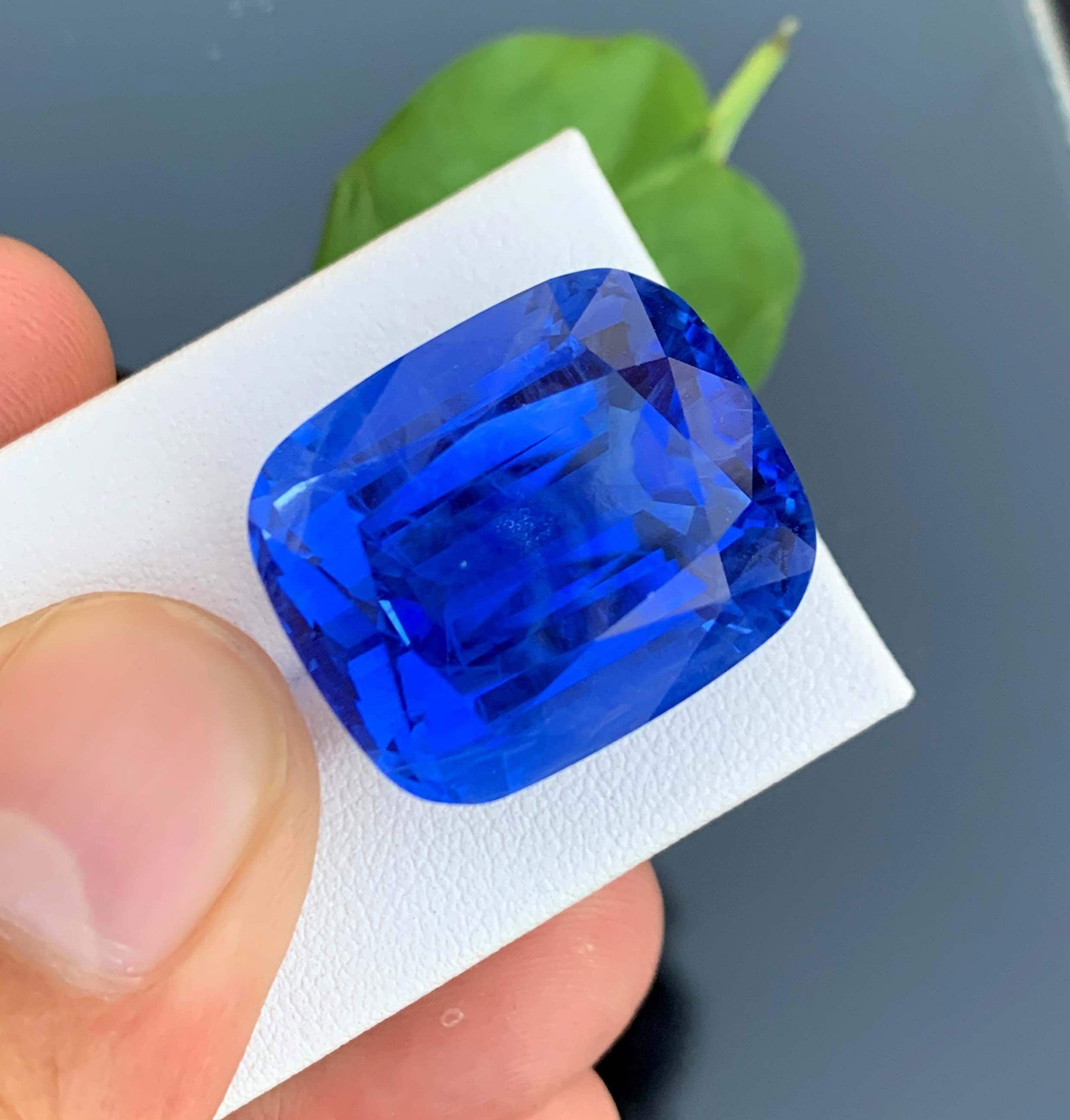55.32 Carat Santa Maria Aquamarine Gemstone: Deep Blue Cushion Cut (1 of 15)
