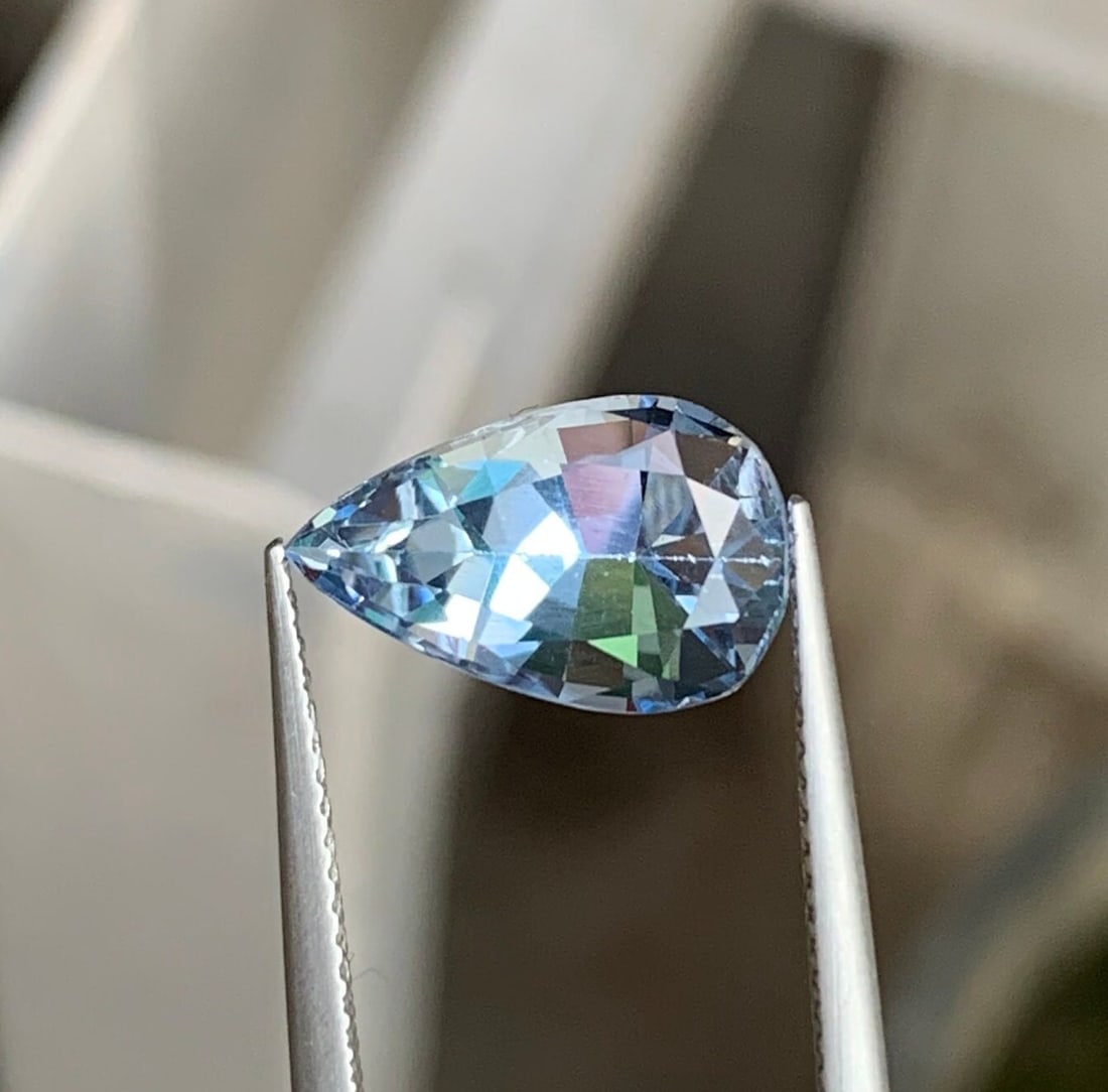 Santa Maria Blue Aquamarine Gemstone: 4.15 Carat Pear Cut - 15