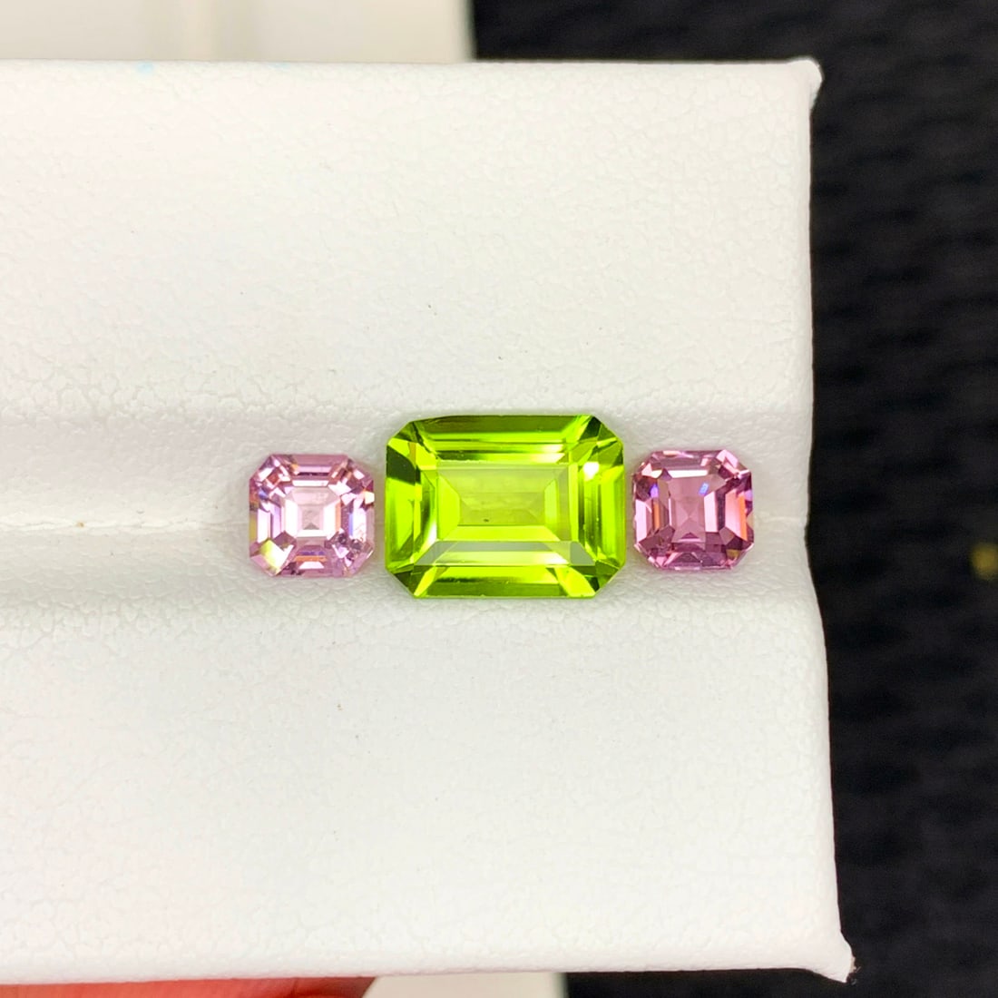 Olive Green Peridot Gemstone with Pink Spinel Stones For Ring - 2
