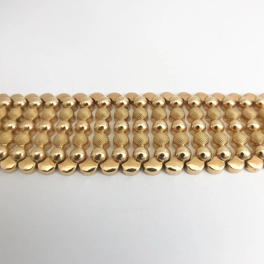 Vintage 1940's Wide Chain Link Bracelet 18K Yellow Gold, 9 Inches, 78.69 Grams - 11
