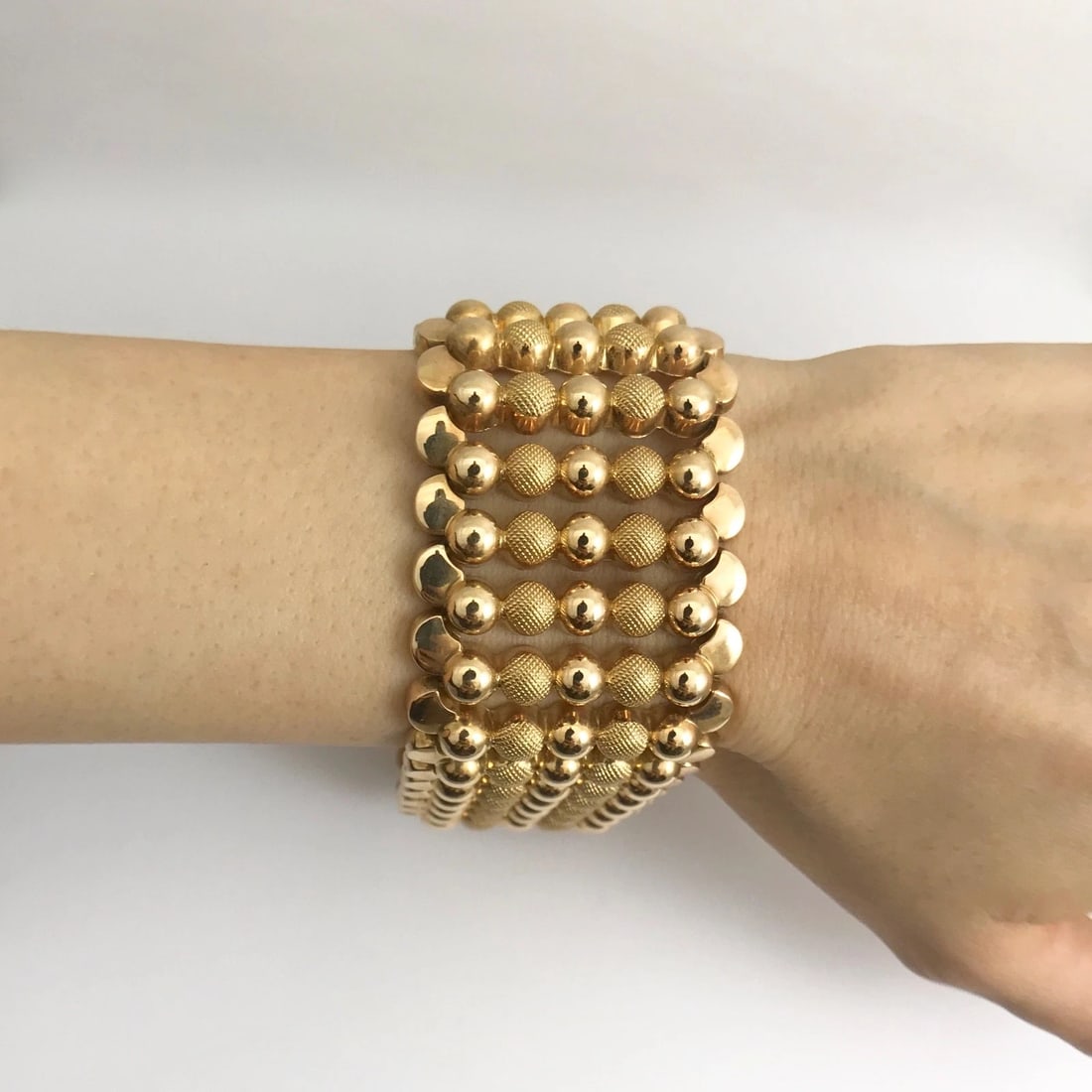 Vintage 1940's Wide Chain Link Bracelet 18K Yellow Gold, 9 Inches, 78.69 Grams - 4