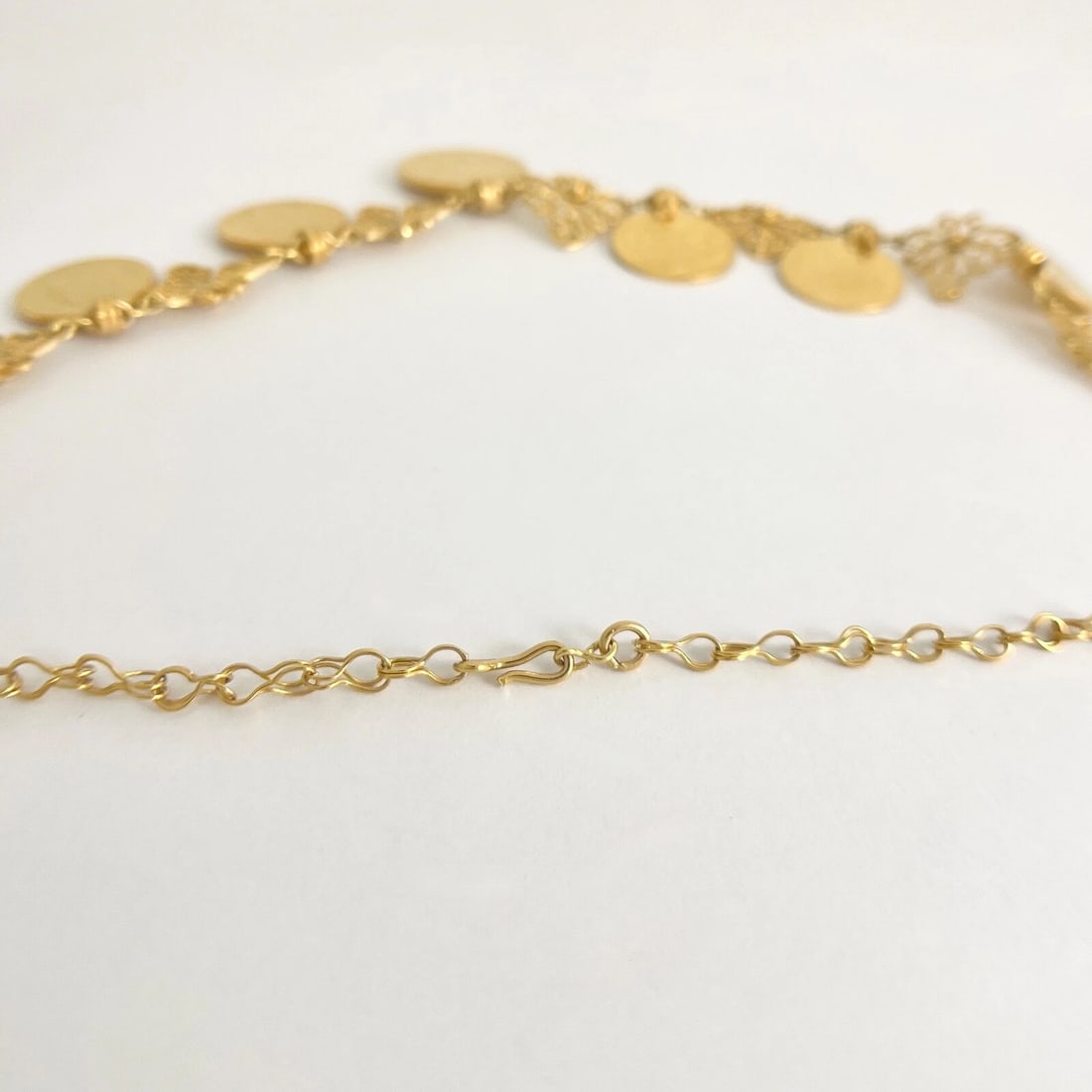 Vintage Antique Coin Butterfly Chain Necklace 22K Yellow Gold, 52.56 Grams - 17
