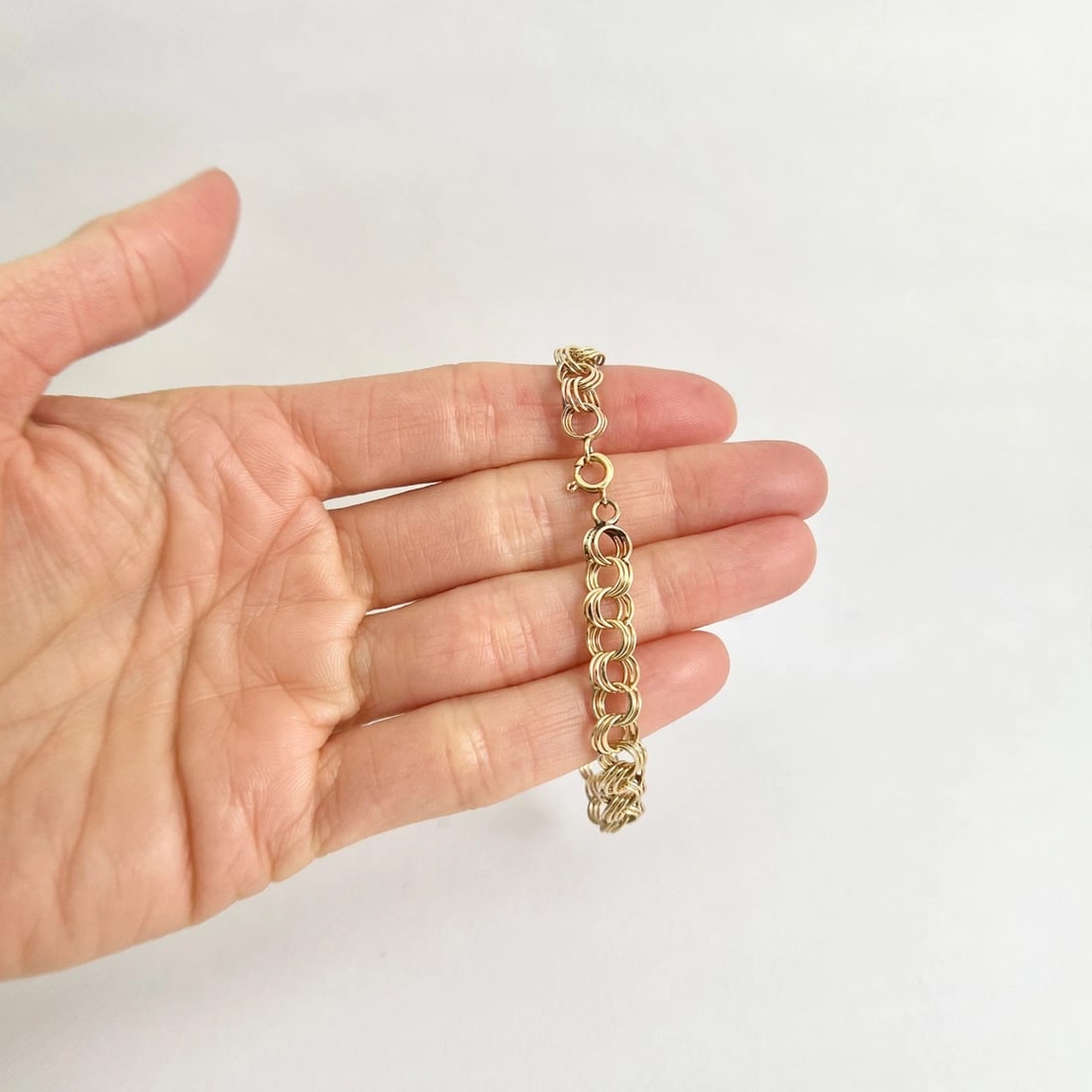 Vintage 1950's Charm Chain Link Bracelet 17K 13K Yellow Gold, 6.75 Inch, 6.51 Gr - 4