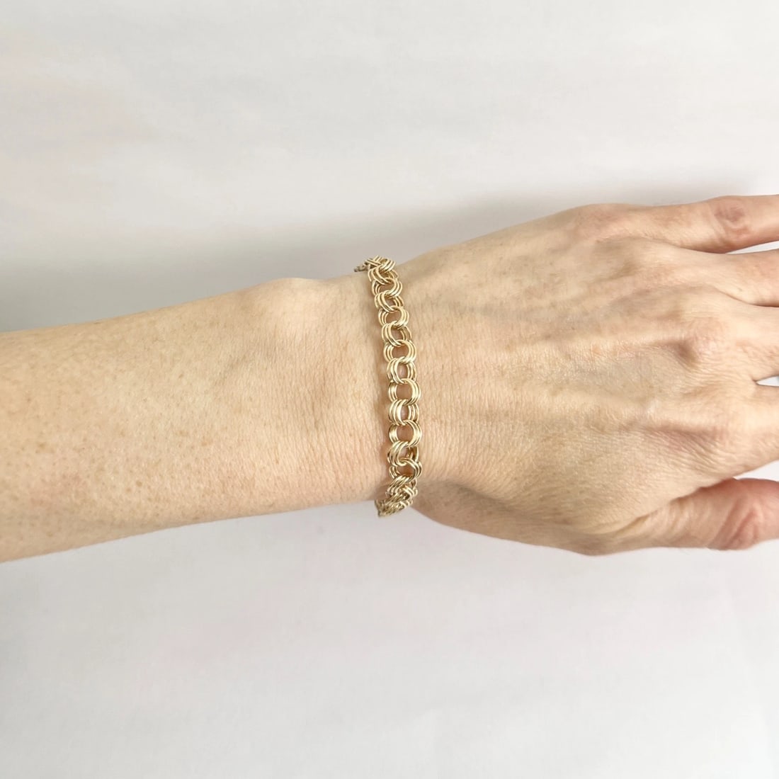 Vintage 1950's Charm Chain Link Bracelet 17K 13K Yellow Gold, 6.75 Inch, 6.51 Gr - 5