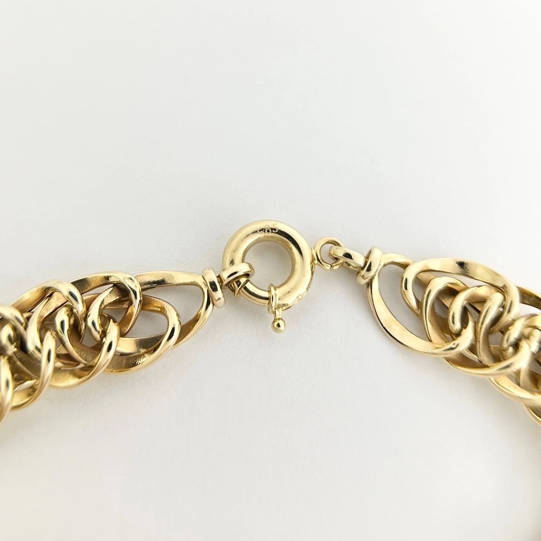 Vintage 1950's Wide Woven Wheat Chain Bracelet 14K Yellow Gold, 8 Inch, 12.27 Gr - 11