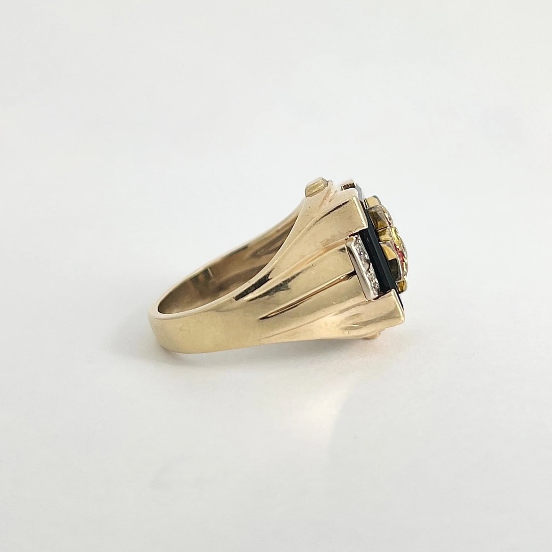 Vintage 1950's Knights of Columbus Black Onyx Ring 10K Yellow Gold, 10.13 Grams - 7