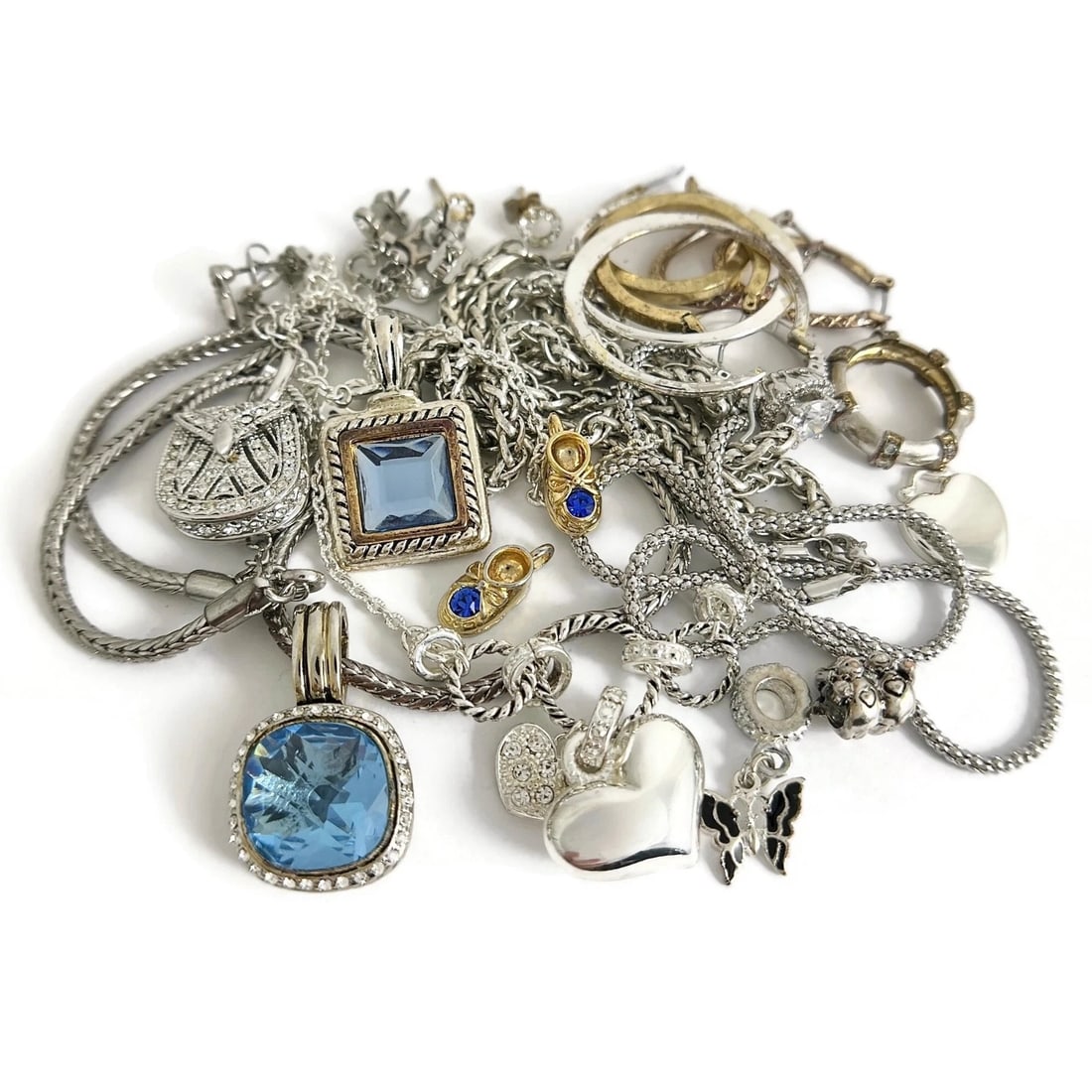 Vintage Estate Mixed Jewelry Lot, Topaz Gold-Plated More, 20 Pieces, 125.33 Gram - 2
