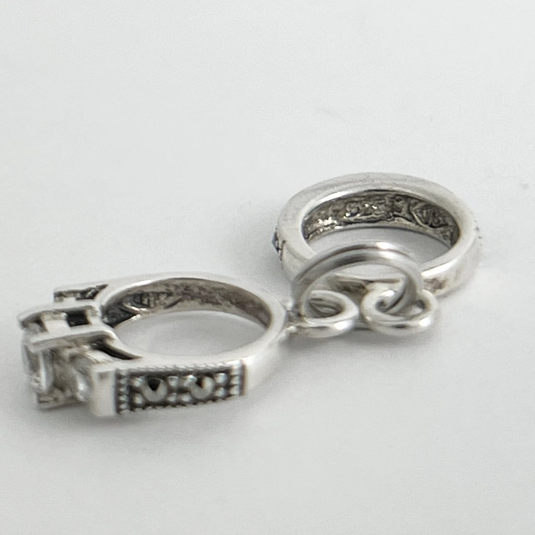Vintage Judith Jack Engagement Wedding Ring Charm Sterling Silver, 1.54 Grams - 9