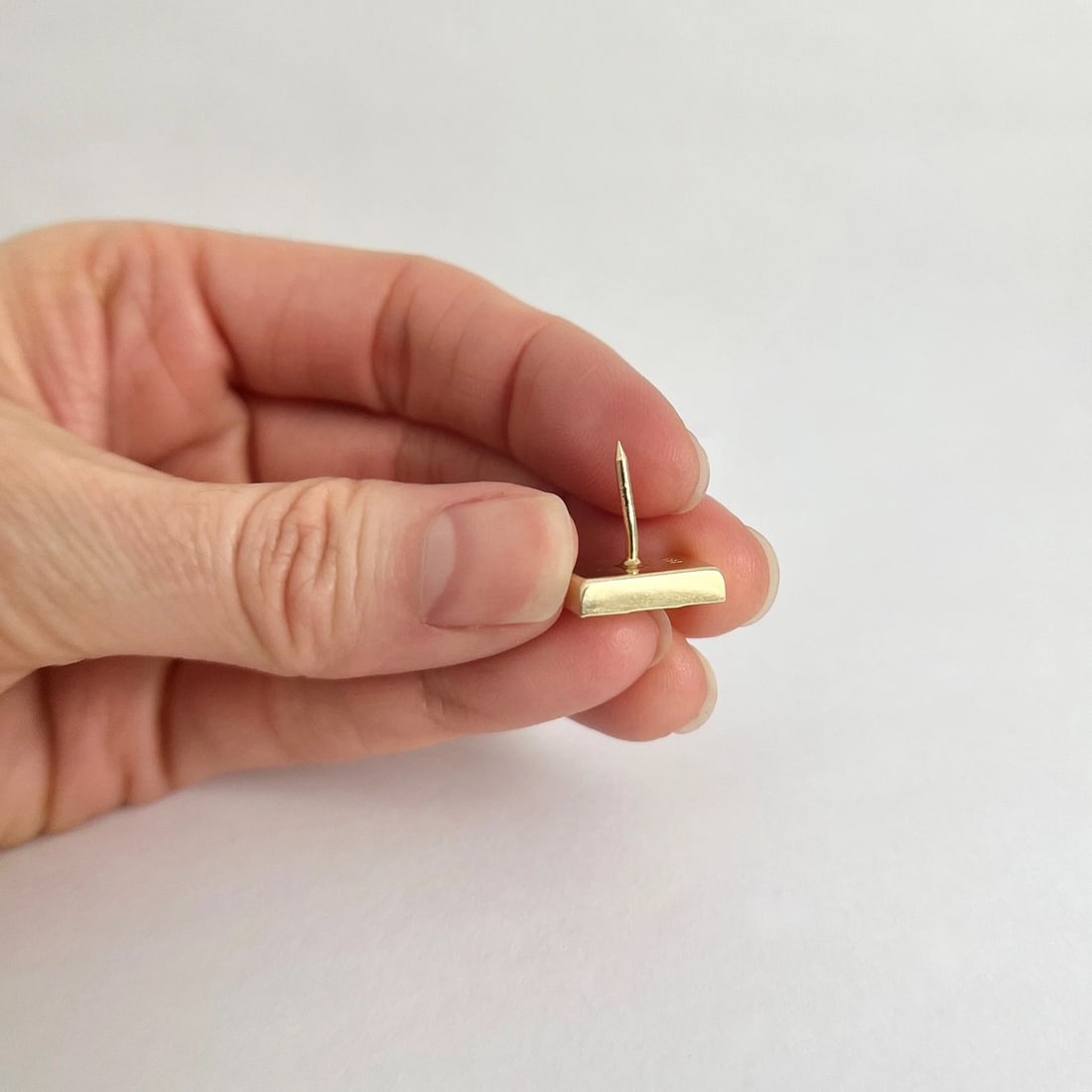 Vintage 1960's Textured Rectangle Pin Tie Tack 14K Yellow Gold, 1.51 Grams - 4