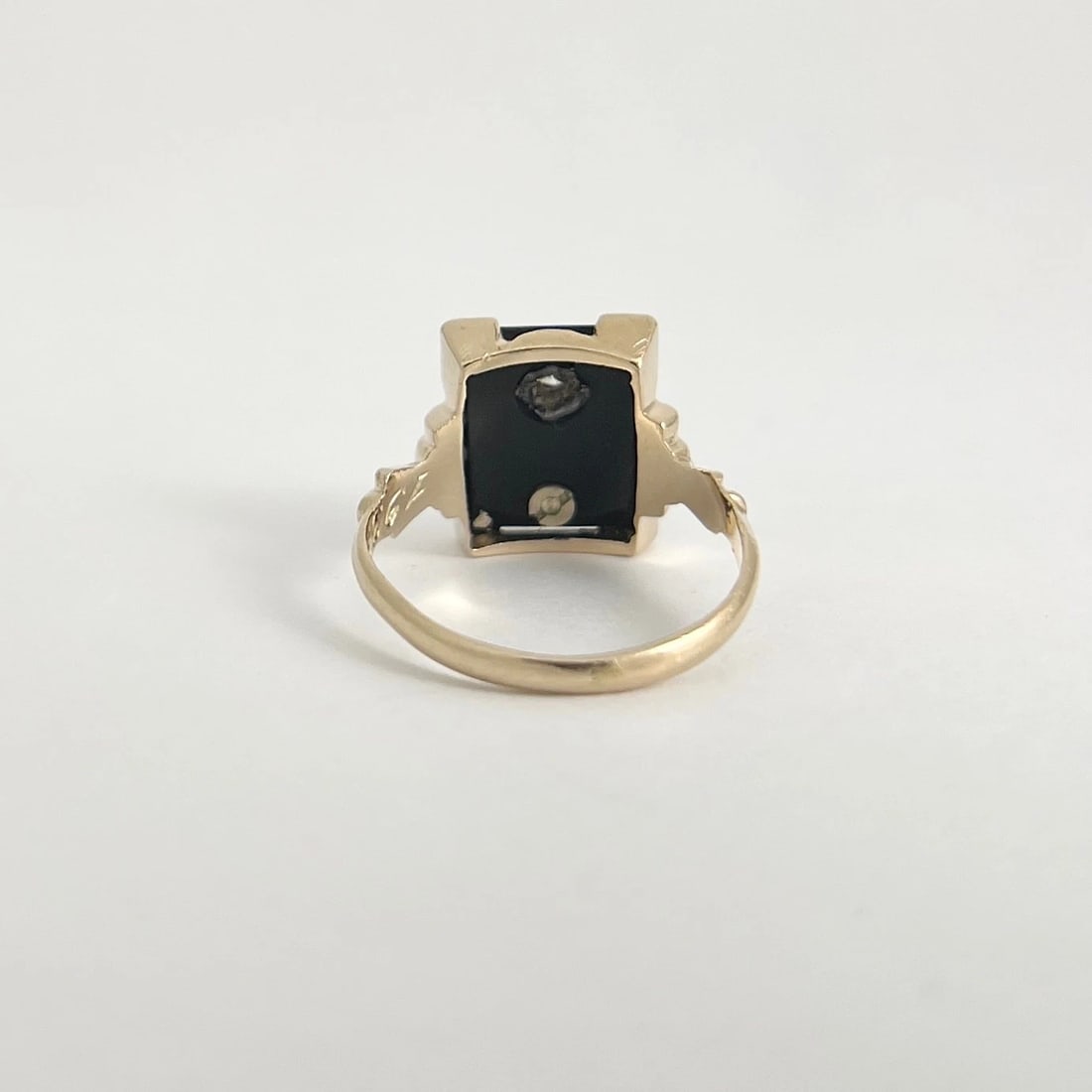 Vintage 1930's Letter MP Initial Black Onyx Diamond Signet Ring 14K Gold 3.24 Gr - 7