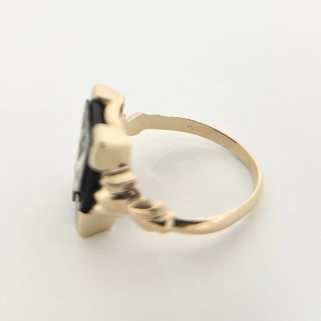 Vintage 1930's Letter MP Initial Black Onyx Diamond Signet Ring 14K Gold 3.24 Gr - 9