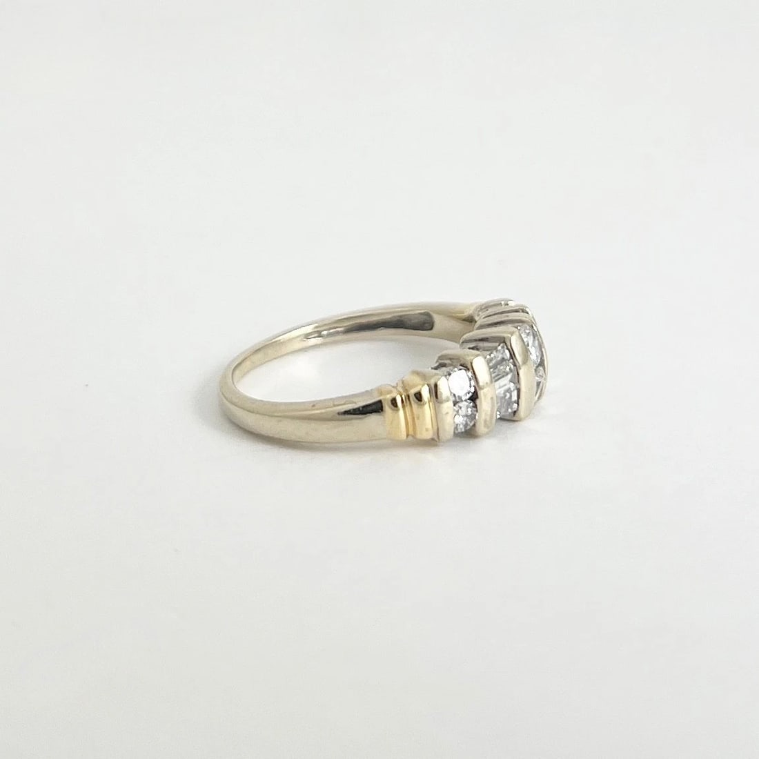 Vintage Two-Tone Baguette Diamond Gemlock-Set Ring 14K White Gold, 3.30 Grams - 6