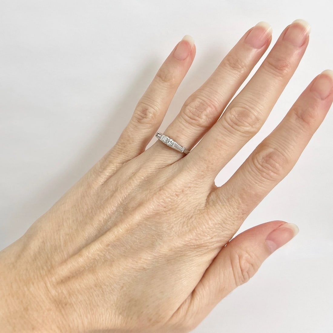 Vintage 1940's 2-Stone Diamond Engagement Ring Platinum, .18 CTW, 3.33 Grams - 4