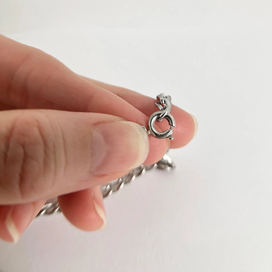 Vintage Open Curb Chain Link Bracelet Sterling Silver, 7.25 Inches, 6.57 Grams - 7