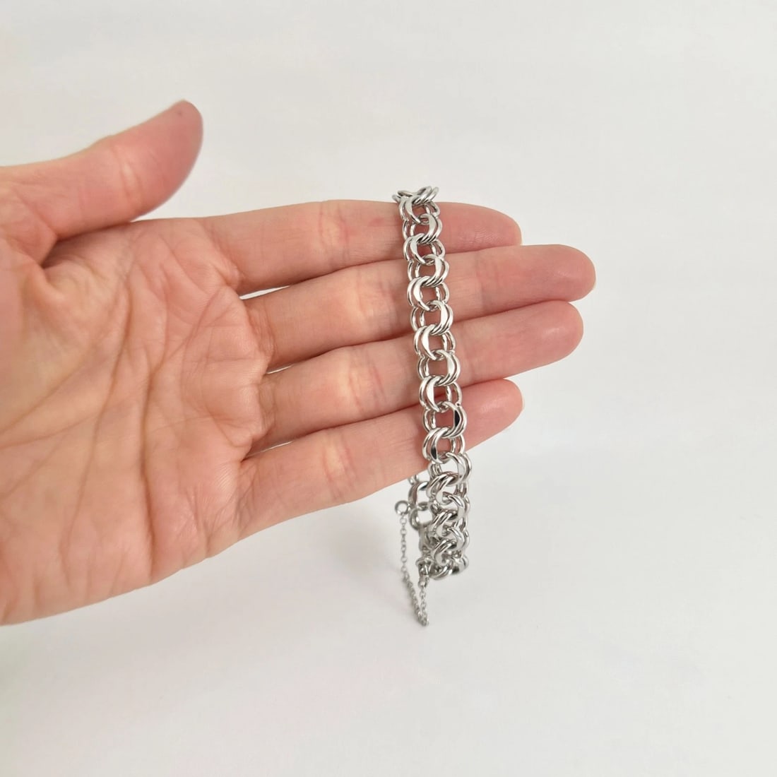 Vintage Elco Open Curb Chain Link Bracelet for Charms Sterling Silver, 16.20 Gr - 3