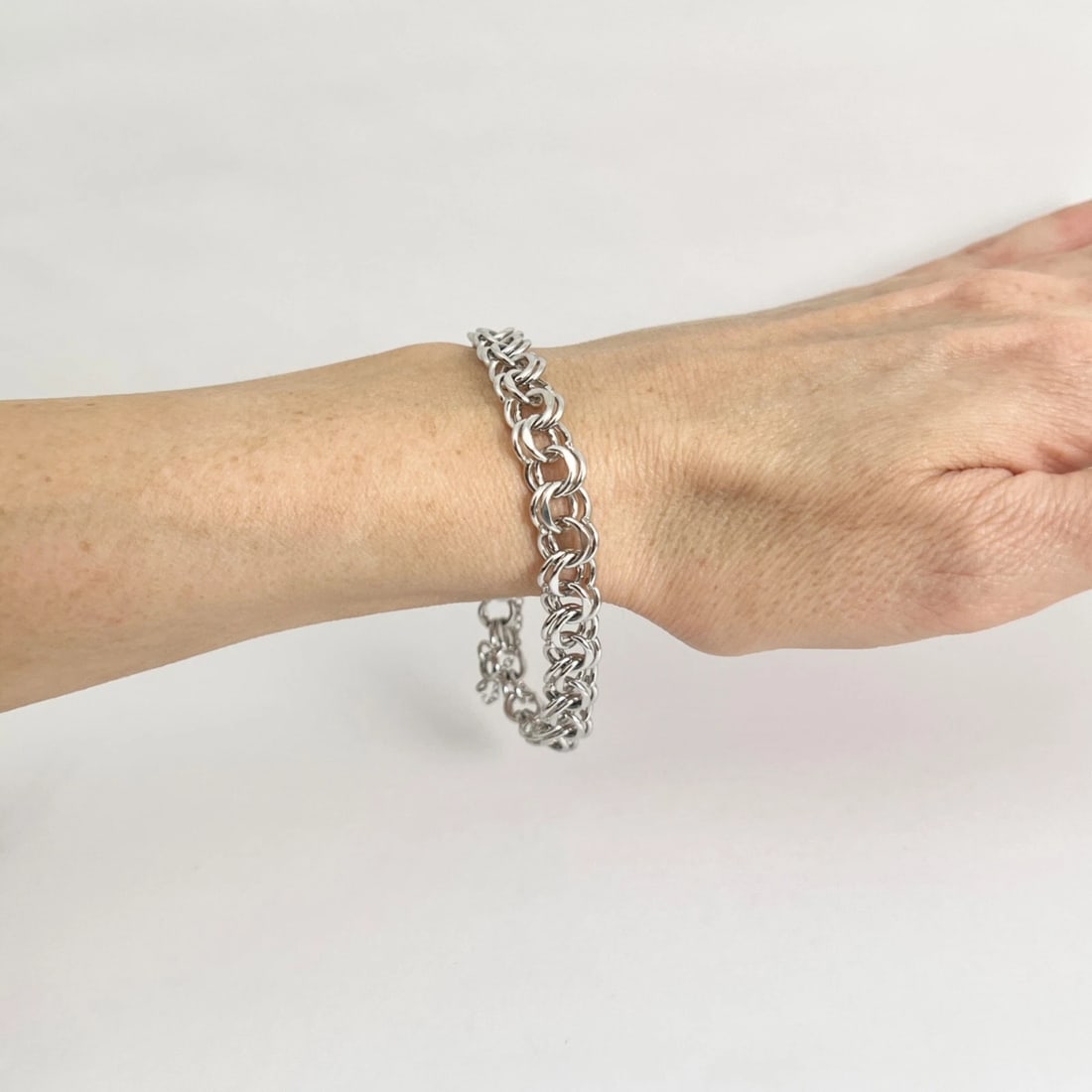 Vintage Elco Open Curb Chain Link Bracelet for Charms Sterling Silver, 16.20 Gr - 5