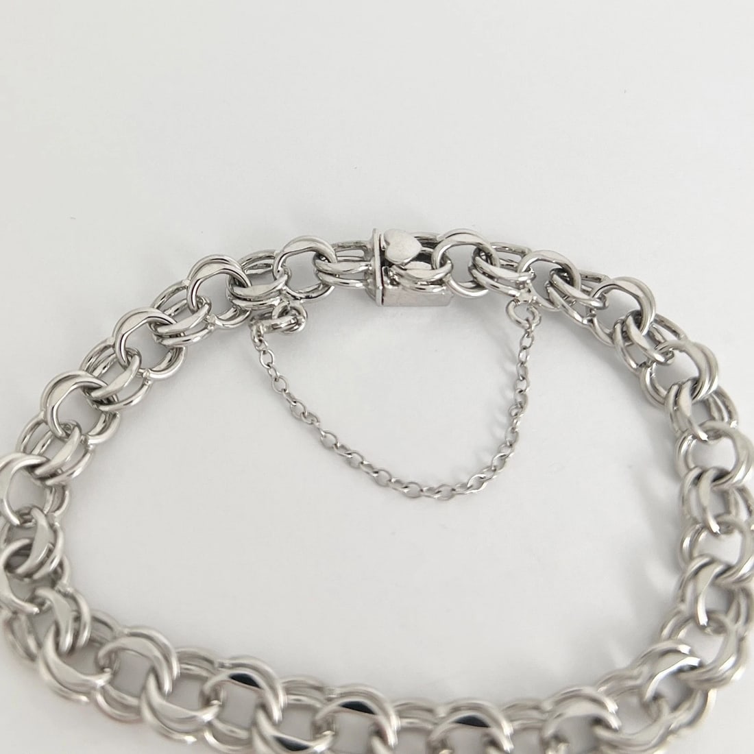 Vintage Elco Open Curb Chain Link Bracelet for Charms Sterling Silver, 16.20 Gr - 7