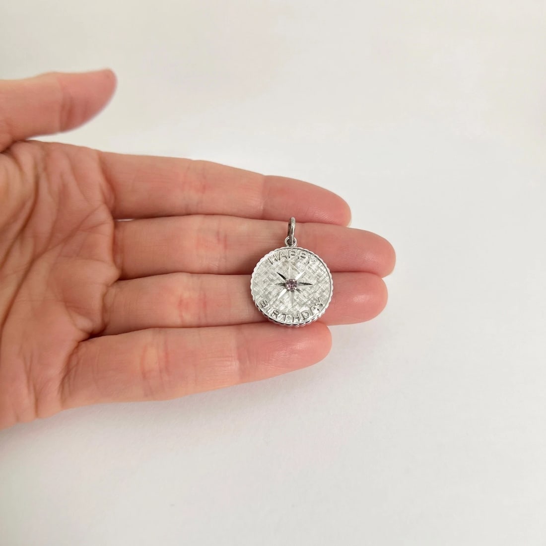 Vintage 1980's Happy Birthday Charm Pendant Silver, 3.22 Grams - 3