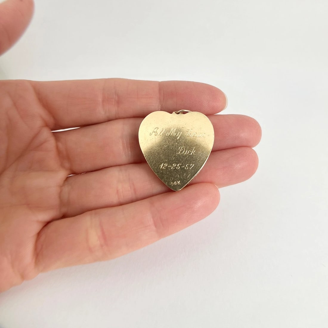 Vintage 1950's Sapphire Ruby Fluted Heart Charm Pendant 14K Yellow Gold, 5.73 Gr - 6