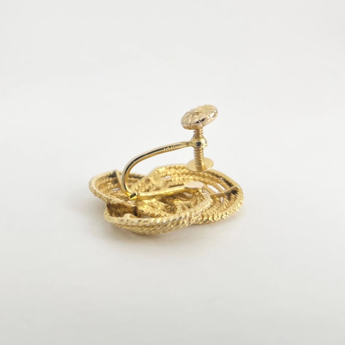 Vintage 1940's Woven Knot Drop Stud Earrings 14K Yellow Gold Screw Back, 8.87 Gr - 7