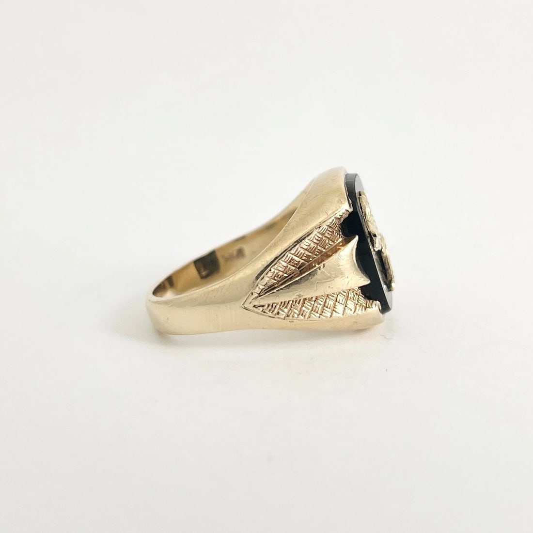 Vintage 1950's Men's SD Letter Black Onyx Signet Ring 10K Yellow Gold, 10.16 Gr - 6