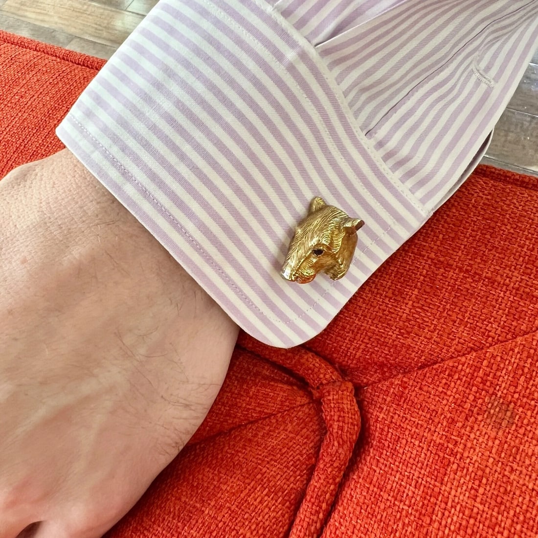 Vintage Bull Bear Ruby Sapphire Animal Cufflinks 18K 14K Yellow Gold, 26.39 Gram - 12